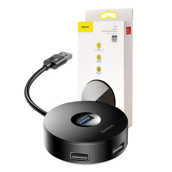 USB A HUB Baseus 4u1, 1x USB 3.0, 3x USB 2.0 crni, 1x MicroUSB, CAHUB-F01