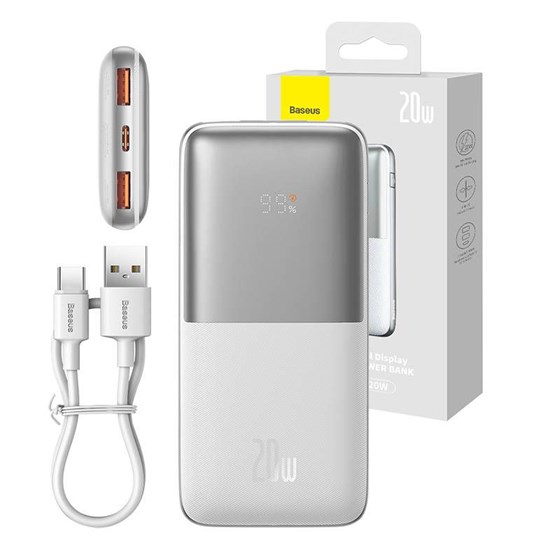 PowerBank Baseus Bipow Pro 10.000 mAh, 2x USB, 1x USB C, 20W, bijeli, PPBD040102