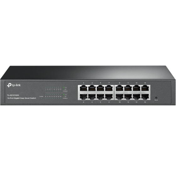 TP-Link TL-SG1016DE 16-port Gigabit Easy Smart Switch, 1U 13" Desktop/Rackmount